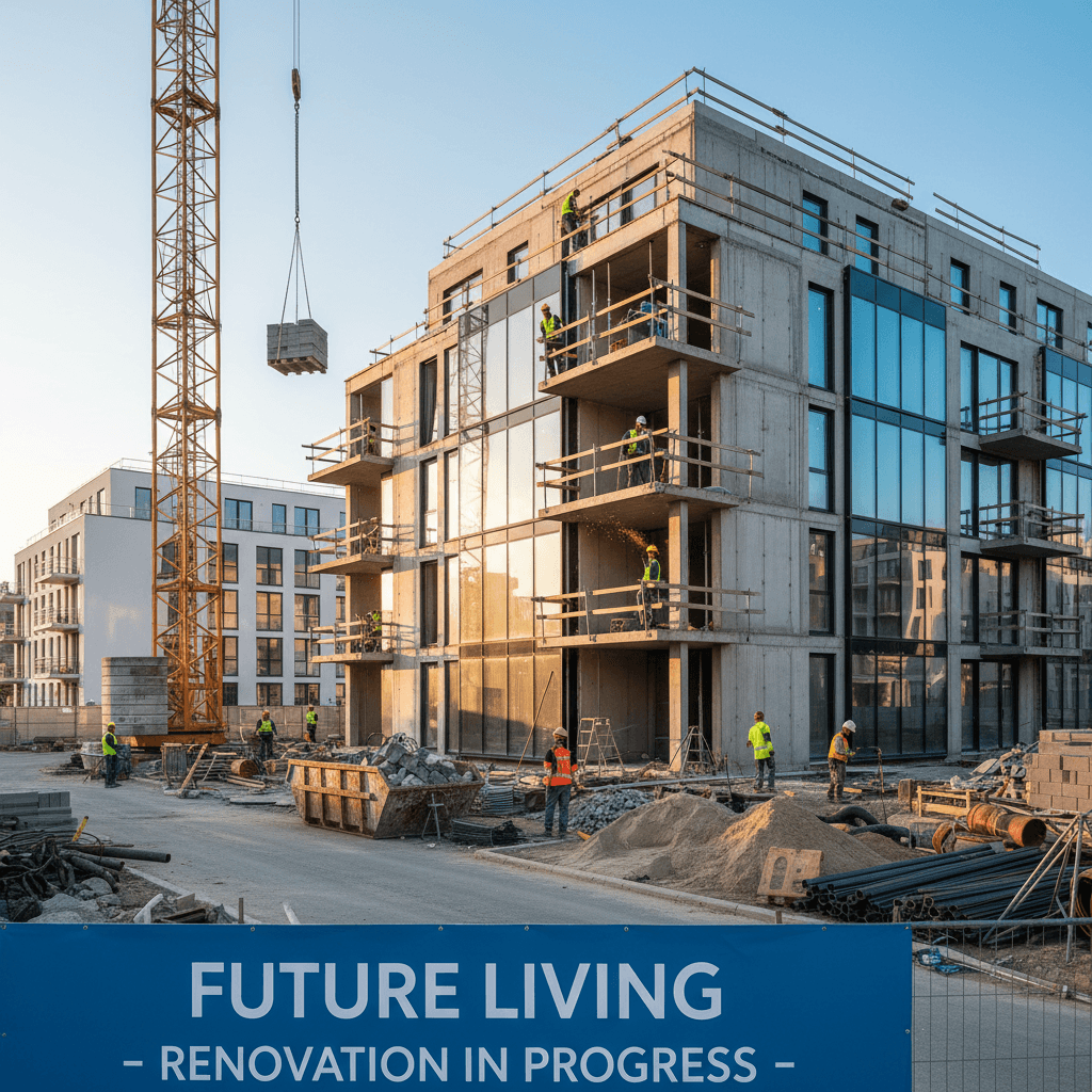 Residential construction project with team coordination